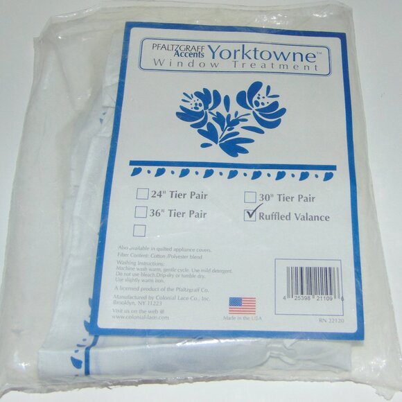 Pfaltzgraff Yorktowne 52 x 13 Ruffled Curtain Valance Unused in Original Package - Picture 1 of 4